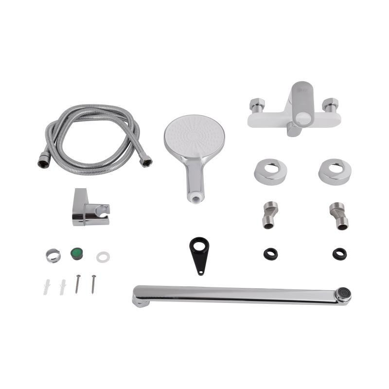 Смеситель для ванны с длинным поворотным изливом, c душевым гарнитуром Qtap Jay QTJAY2601CRW45552 Chrome/White Харьков - изображение 7