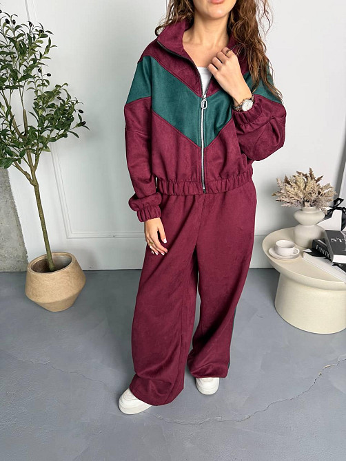 Женский стильный повседневный костюм двойка из замша на дайвинге Одесса - изображение 10