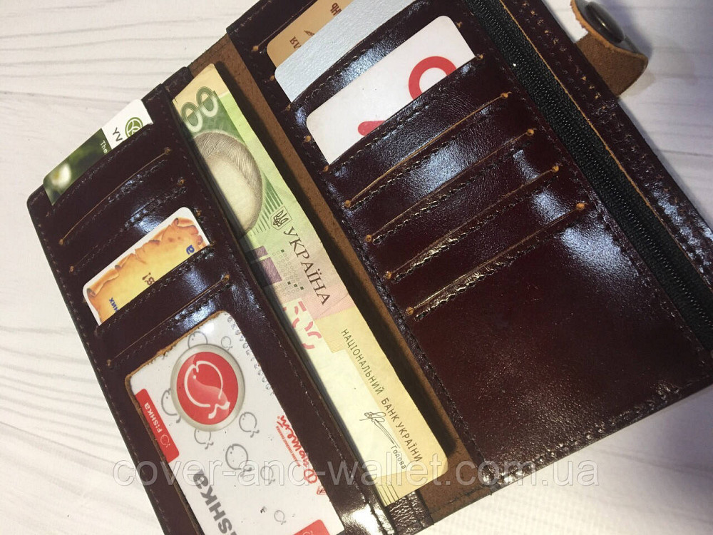 Тонкий мужской кожаный кошелек купюрник ручной роботы Puos Киев - изображение 6