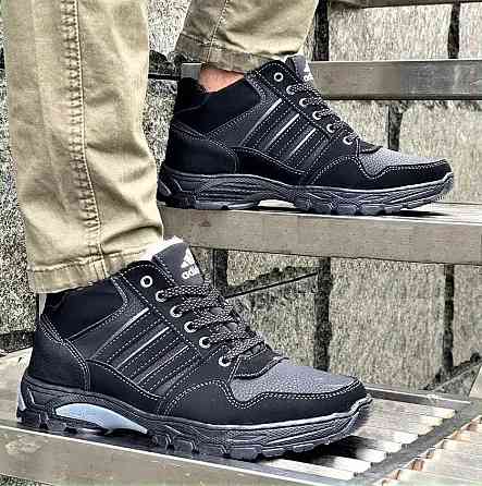 Зимние Кроссовки Adidas Мужские Ботинки с Мехом Чёрные Адидас (размеры: 40,41,42) Видео Обзор Днепр