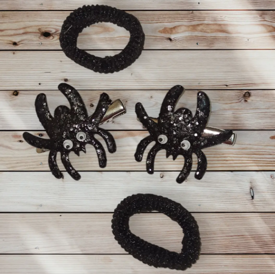 Заколки на Хелловін з резинками з Павуками one size чорний Київ