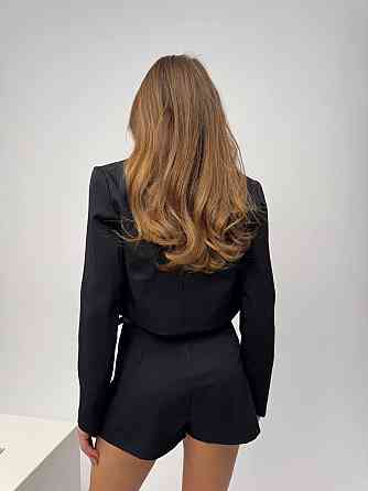 Жіночий класичний трендовий костюм-двійка мадонна + підкладка Чорний, 44 Одеса