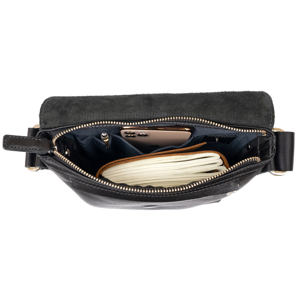 Сумка месенджер в гладкій шкірі Чорна (GRANDE PELLE) Київ - фото 2