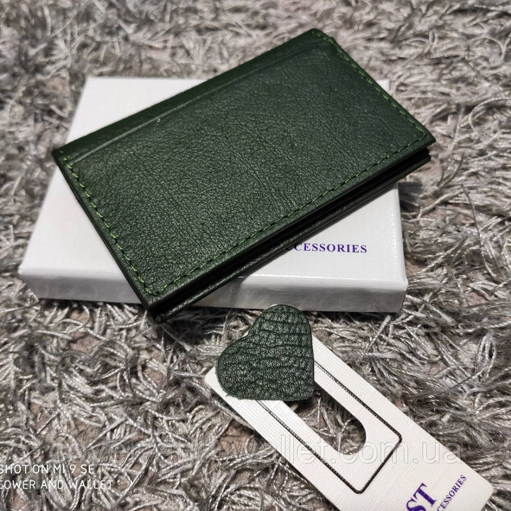 Зелений шкіряний картхолдер для документів і пластикових карток ST Leather Київ - фото 2
