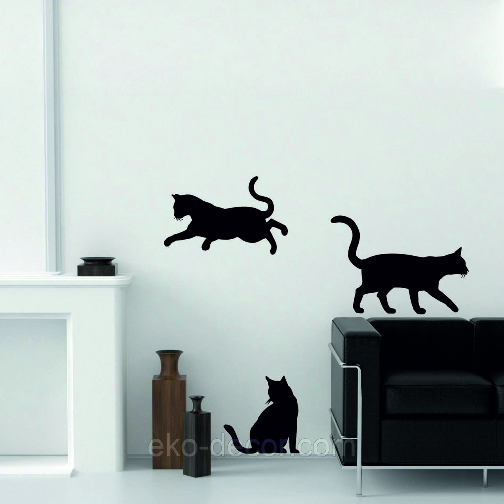 Декоративне настінне Панно «Коти», Декор на стіну 90*70 см. (3 шт.), Чорний Київ - фото 2