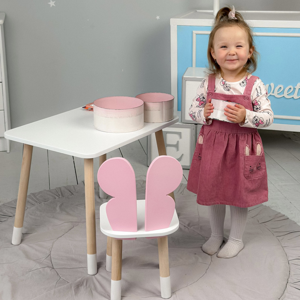 Дитячий столик і стілець "Метелик" біло-рожеві Київ - фото 3