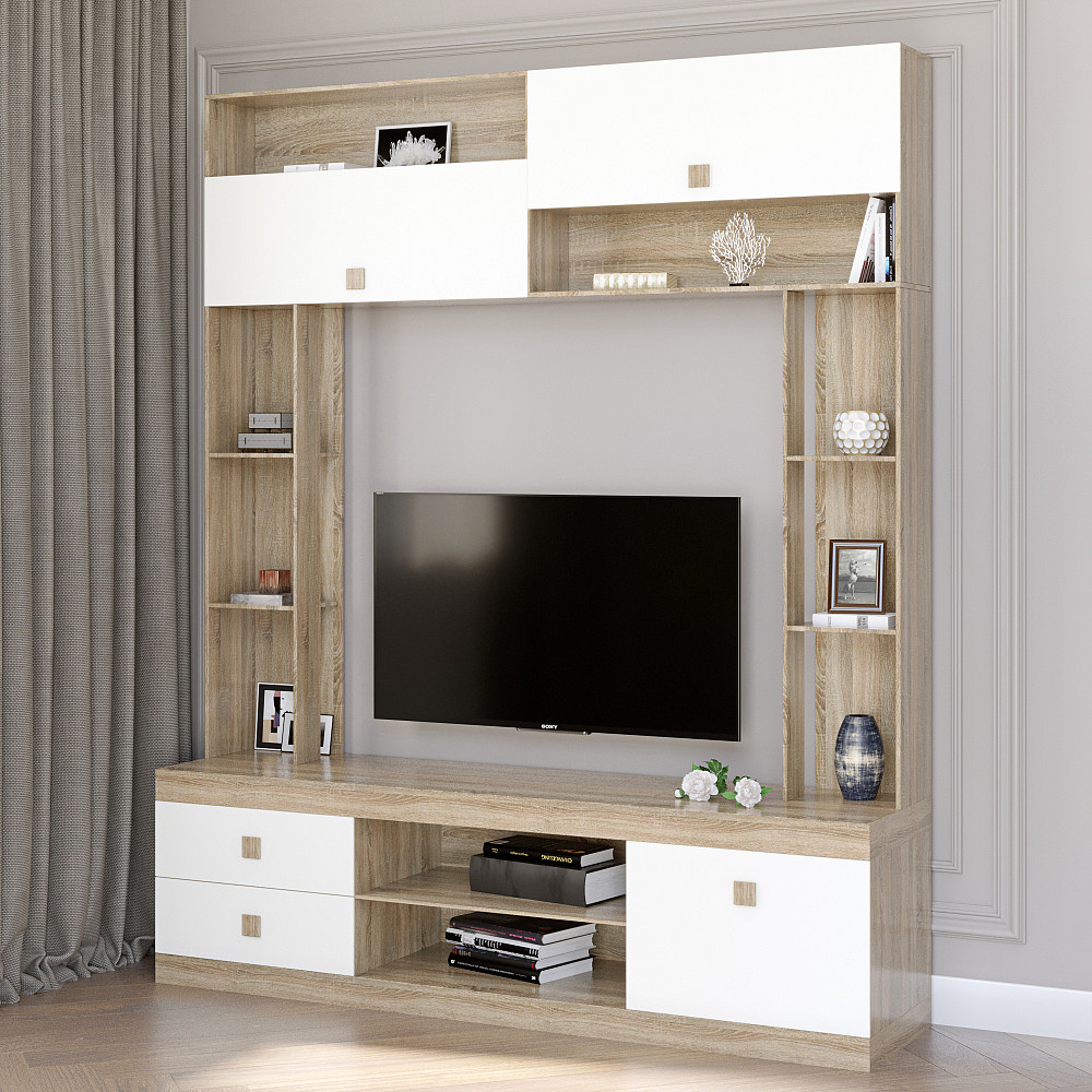 Стенка для гостиной Эверест Соната дуб сонома + белый (DTM-2250) Днепр - изображение 1