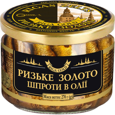 Рибні консерви Ризьке золото Шпроти в олії 270 г с/б (4820062447034) Вінниця - фото 1