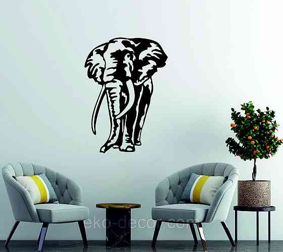 Декоративне настінне Панно «Слон», Декор на стіну 90*64 см, Чорний Київ