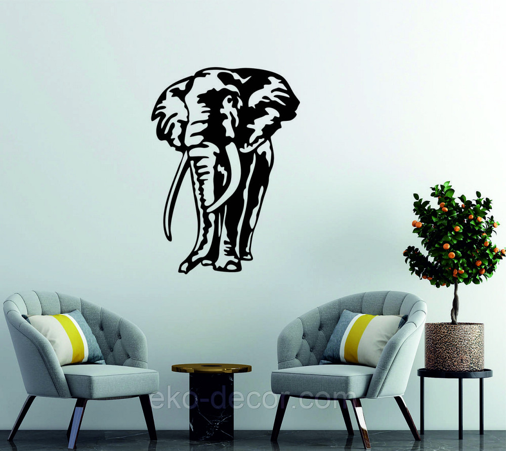 Декоративне настінне Панно «Слон», Декор на стіну 90*64 см, Чорний Київ - фото 3