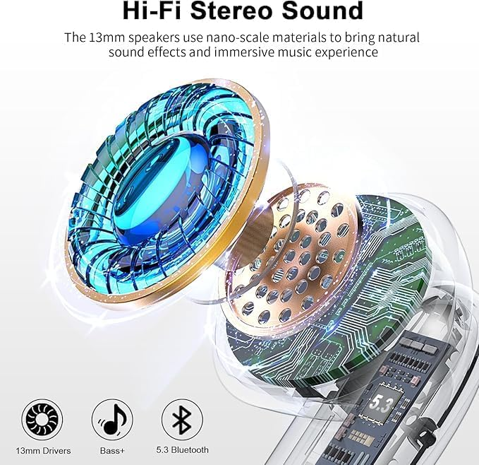 Беспроводные Bluetooth-наушники HOYFA W53 Bluetooth 5.4, ENC, Hi-Fi, до 50 ч, LED-дисплей, IPX7, Type-C, черные Киев - изображение 4
