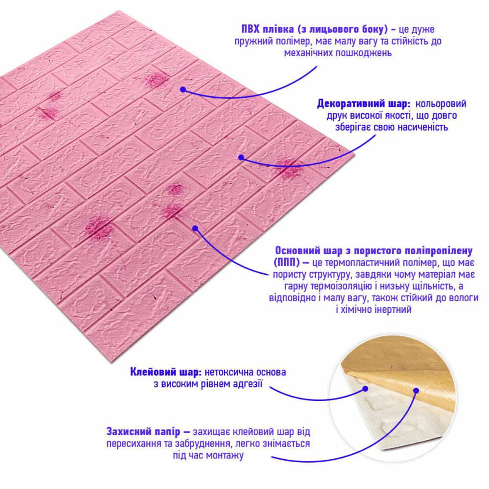 Декоративна самоклейка панель Кульбабка світло-рожева Київ - фото 2