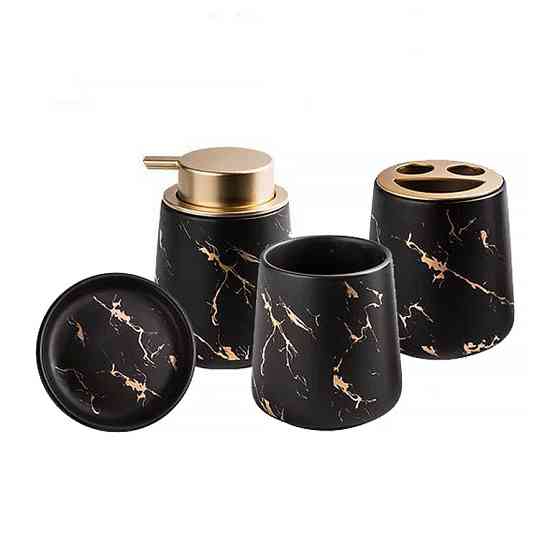 Керамічний набір аксесуарів в ванну кімнату із 4 предметів Bathlux, Чорний Кам'янець-Подільський