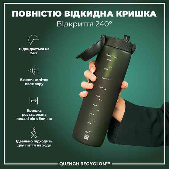 Пляшка для води ION8 1000 мл. (ЕКО пляшка) BPA Free, Dark Green Кам'янське