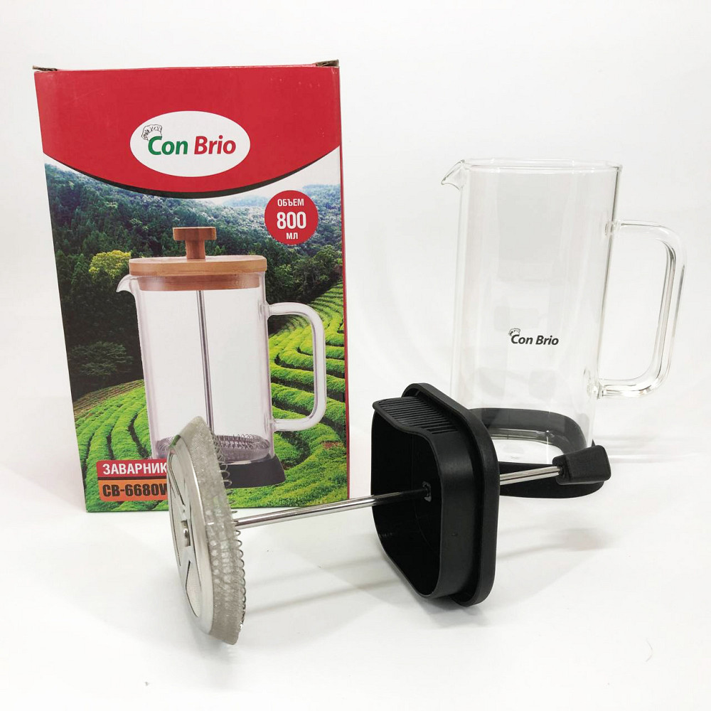 Френч-прес з ручкою Con Brio CB-6680В 800 мл, Чайник заварювальний скляний якісний на кухню MV-93 Івано-Франківськ - фото 10