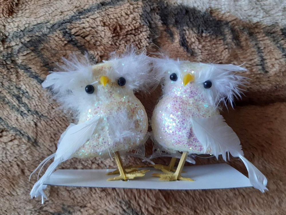 Ялинкові прикраси Сови 2 штуки 7 на 5 см айворі Київ - фото 1