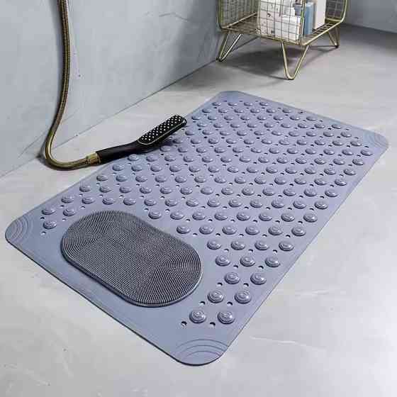 Коврик атискользящий для ванной комнаты и душа,массажный для ног силиконовый с присосками, серый 50х80 см Каменец-Подольский