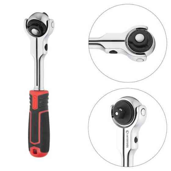 Рукоятка з храповим механізмом поворотна, 72 зуба 3/8 ", Cr-V STORM INTERTOOL ET-8008 Київ