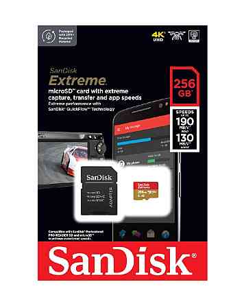 microSDXC (UHS-1 U3) SanDisk Extreme A2 256Gb class 10 V30 (R190MB/s,W130MB/s) (adapter SD) Київ