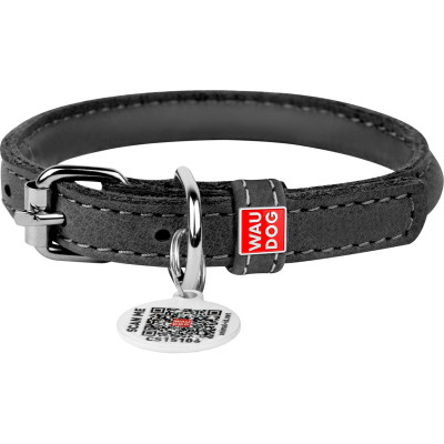 Ошейник для животных WAUDOG Soft с QR паспортом круглый Д 10 мм Д 39-47 см черный (01581) Винница - изображение 1