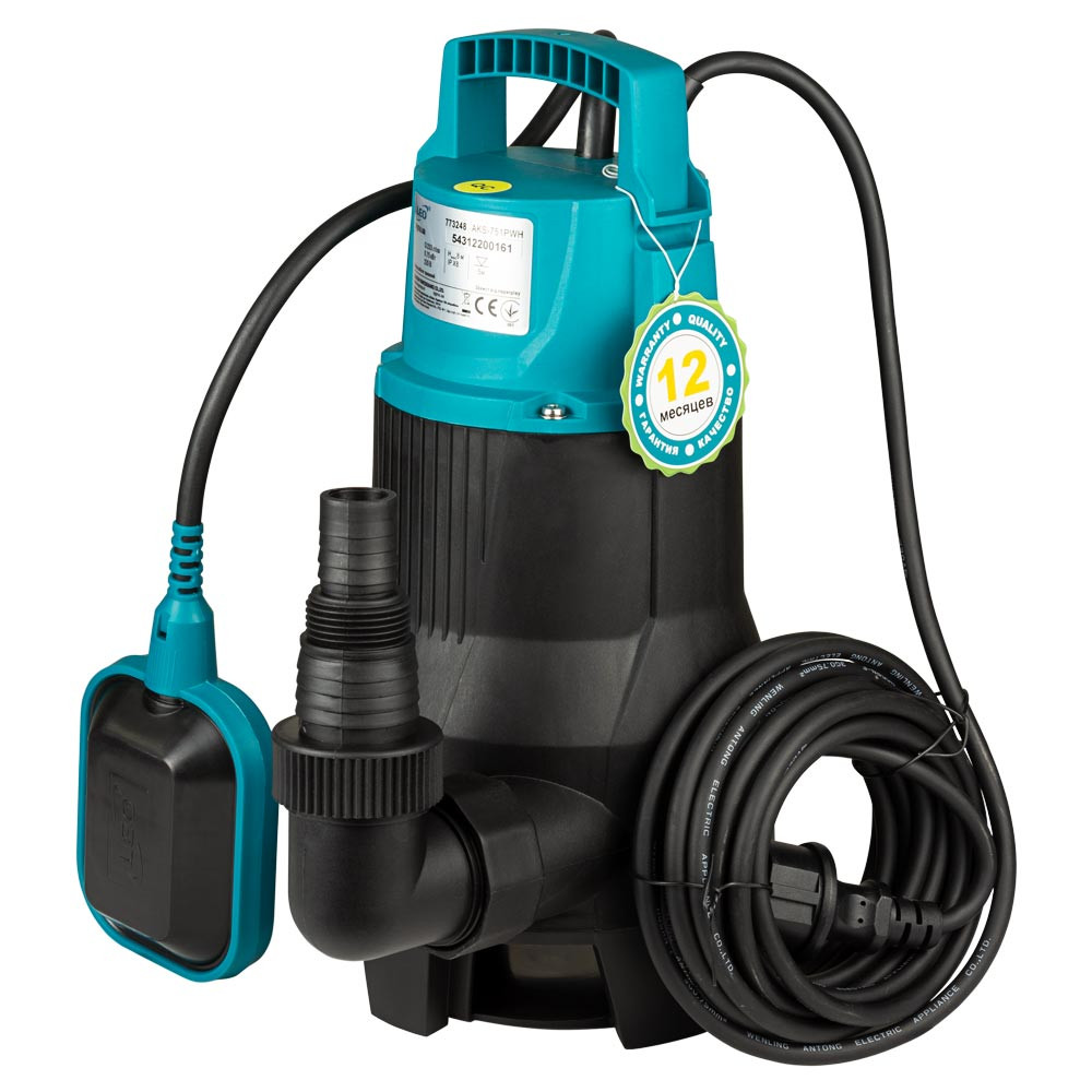 LEO Насос дренажный садовый 0.75кВт Hmax 8м Qmax 233л/мин LEO AKS-751PWH (773248) Коломия - фото 6