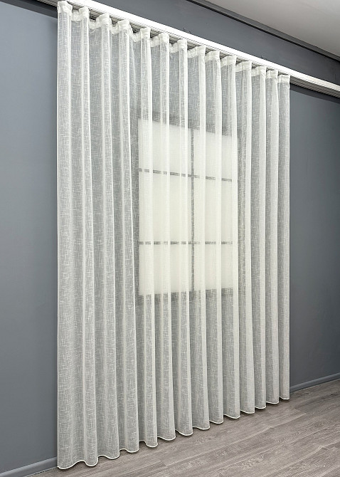 Тюль VR-Textil 2114т Aura Лен однотонный Молочный 400х270 см (42-1372) Киев - изображение 3