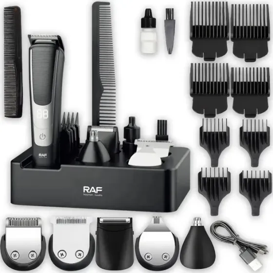 Электробритва RAF R4202 роторная аккумуляторная с триммером, сухое бритье, USB зарядка, 3 головки, черная Одесса