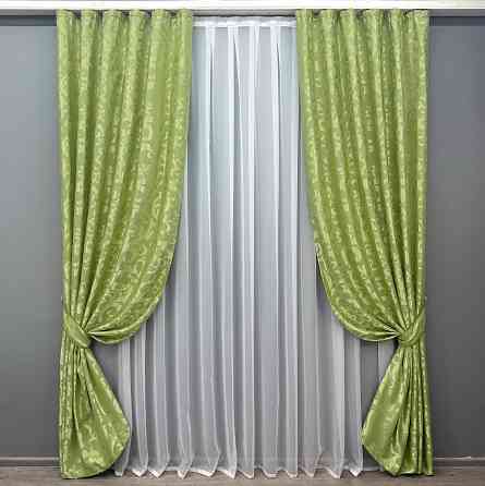 Комплект готових штор VR-Textil Жакард Вензель № 297ш Салатовий 150х270 см 2 шт (30-047) Київ