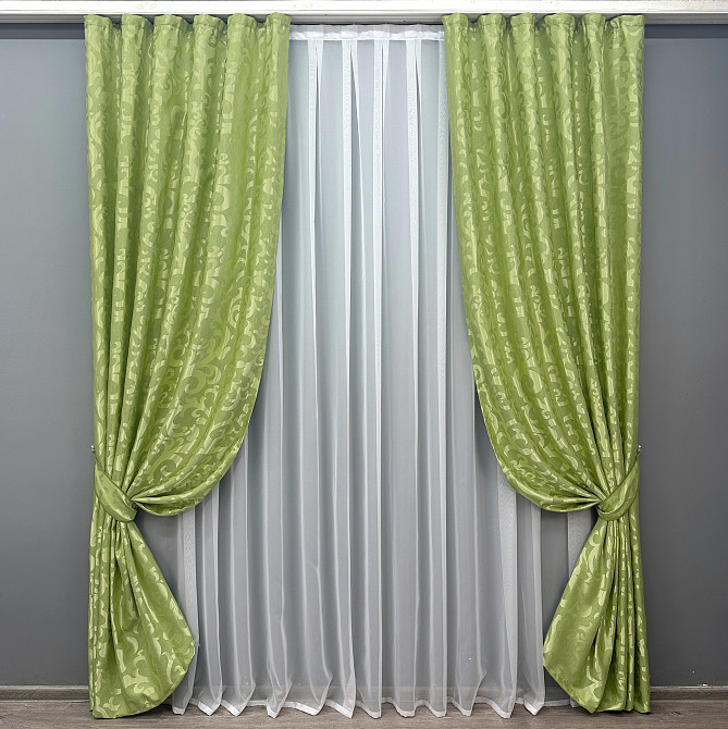 Комплект готових штор VR-Textil Жакард Вензель № 297ш Салатовий 150х270 см 2 шт (30-047) Київ - фото 2