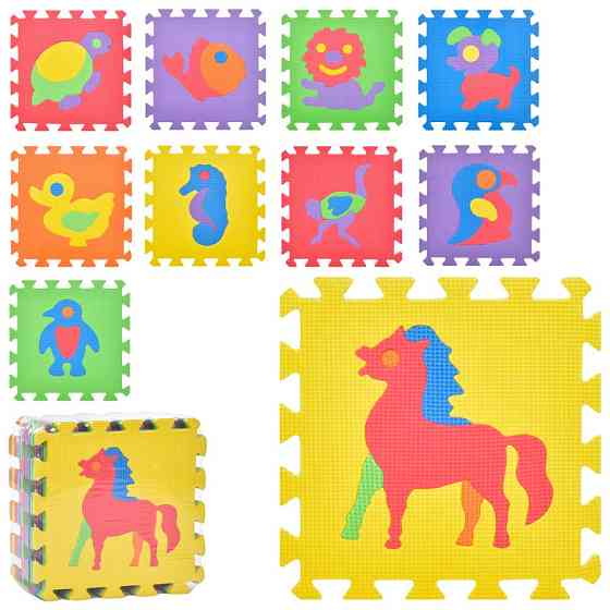 Дитячий килимок Мозаїка "Тварини" M 0376-1, 10 деталей, EVA, 30х30 см Вінниця