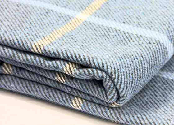 Vladi Плед Vladi 140x200 см бавовняний натуральний синій з блакитним в клітинку Валенсія Harry Коломыя