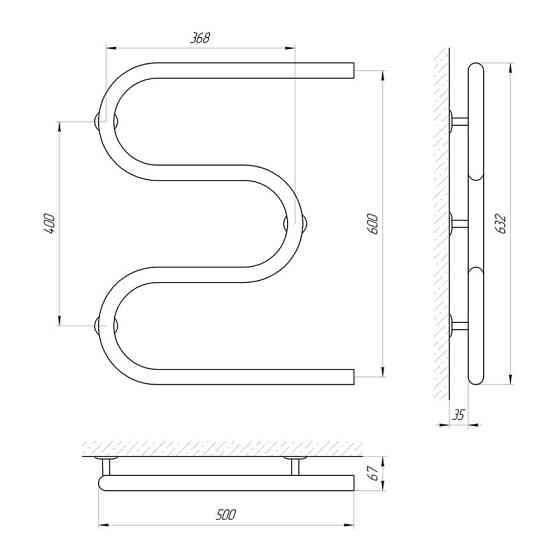Полотенцесушитель Laris Змеевик 32 РС3 500Х600 1'' Киев