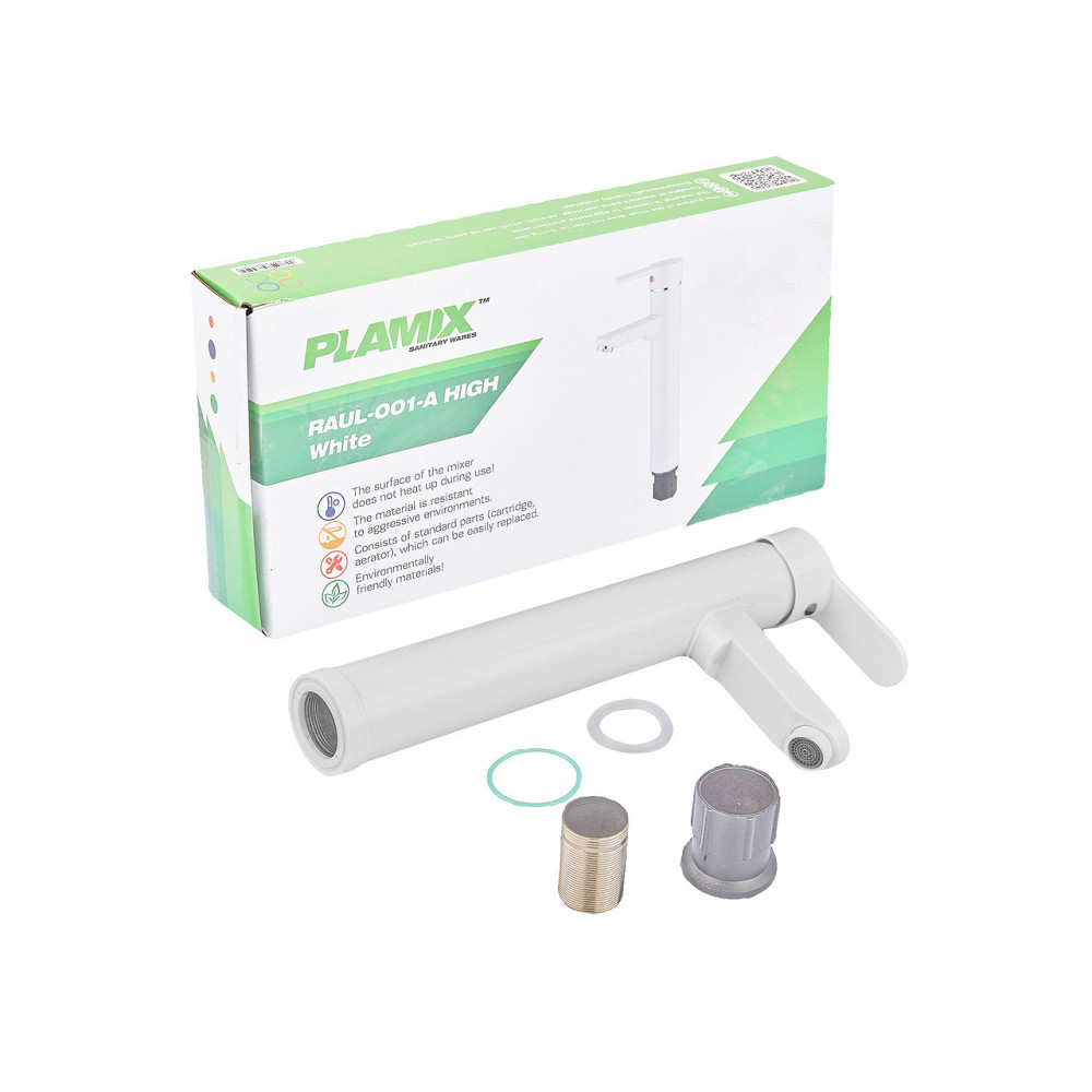 Змішувач для умивальника Plamix Raul-001-A HIGH White    ( PM0655 ) 28364 Харків - фото 7