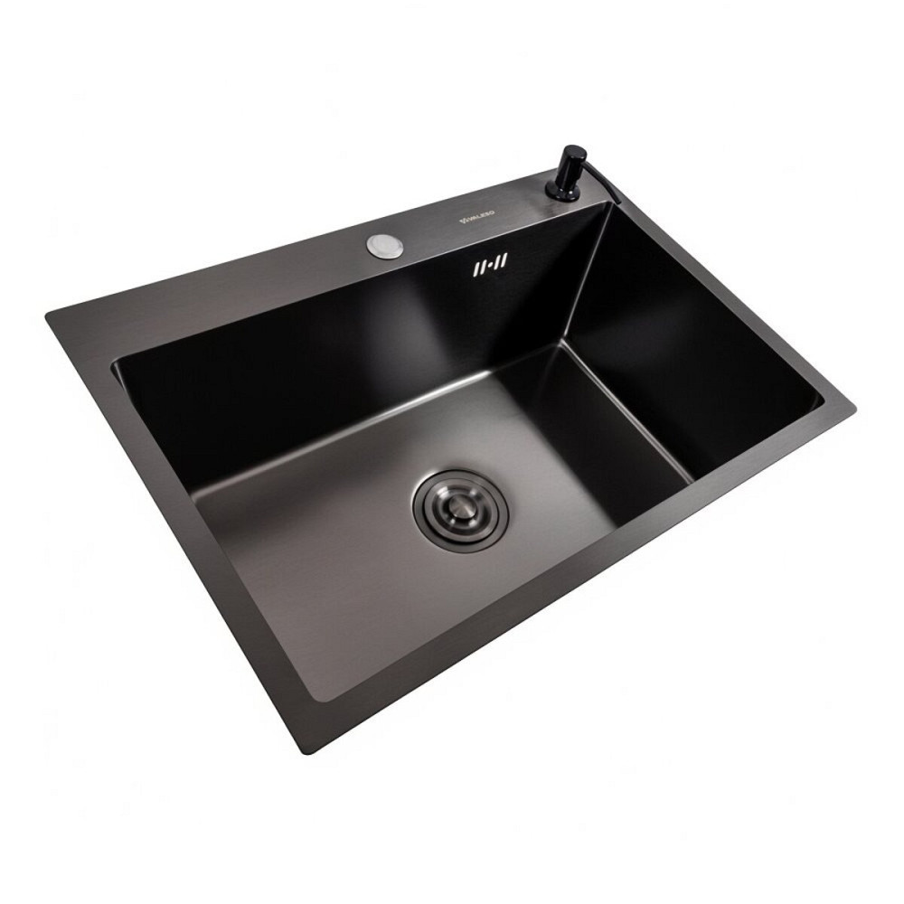 VALESO Кухонна мийка PVD чорна 65*45 Valeso Handmade (сифон круглий, 3,0/0,8) Киев - изображение 2