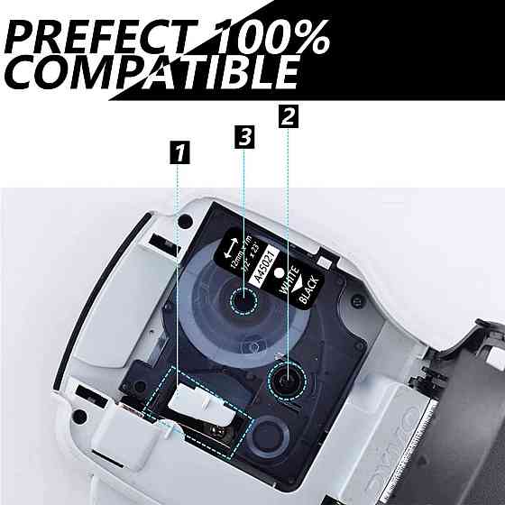 A45013 Запасна стрічка для етикеток Dymo D1 білий на чорном 12mmx7м для Dymo LabelManager 100 150 160 250 280 210D 360D 260P 420P Дніпро