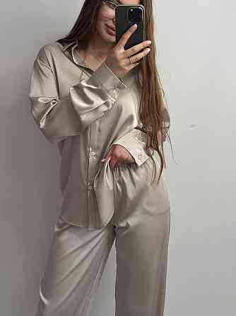Жіночий шовковий костюм із штанами Бежевий XL/2XL Харків