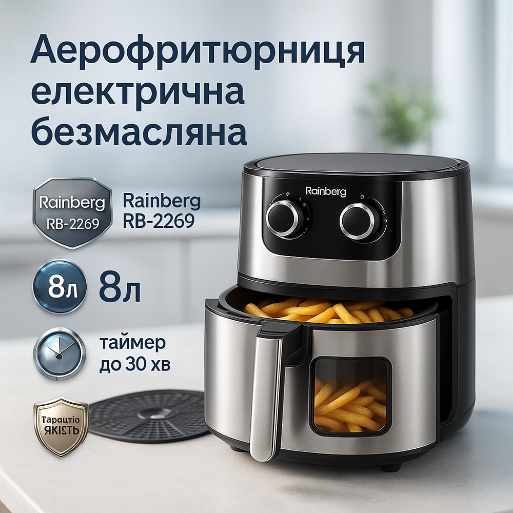 Фритюрница без масла для жарки фрикаделек Rainberg, Электрическая фритюрница для кухни и дома MC-57 Львов - изображение 11