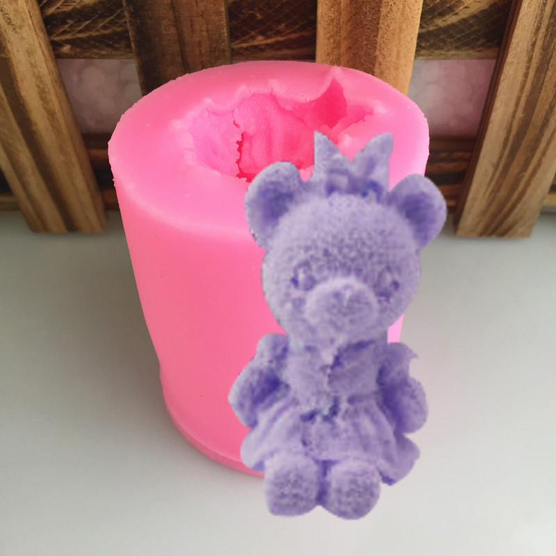 Молд силиконовый Мишка девочка 48 на 55 мм розовый Киев - изображение 4
