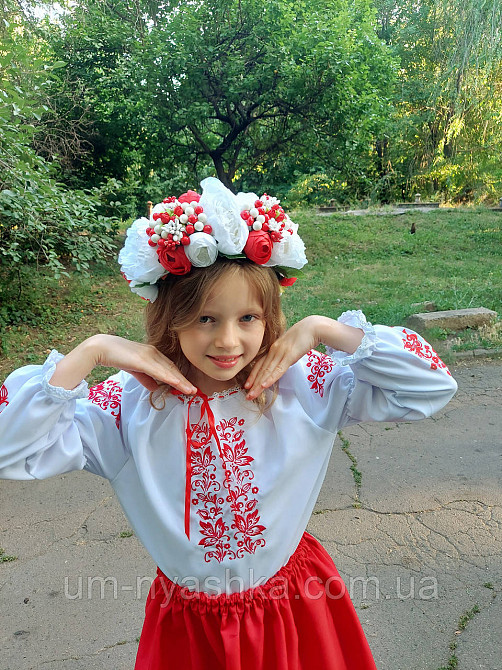 Ободок обруч з квітами "Піони великий біло-червоний" Кривий Ріг - фото 6