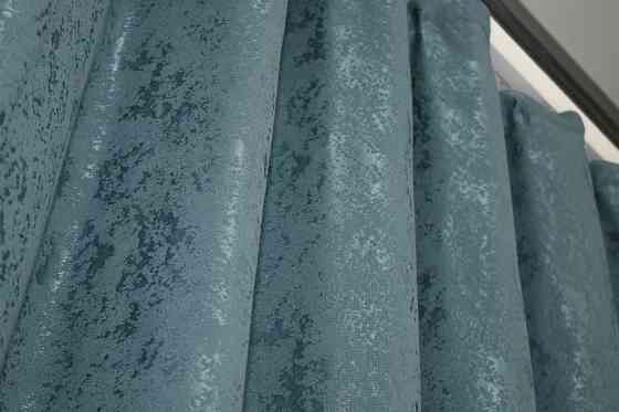 Комплект готових штор VR-Textil Льон мармур Pavliani № 1369ш Лазурний 150х270 см 2 шт (33-0230) Київ