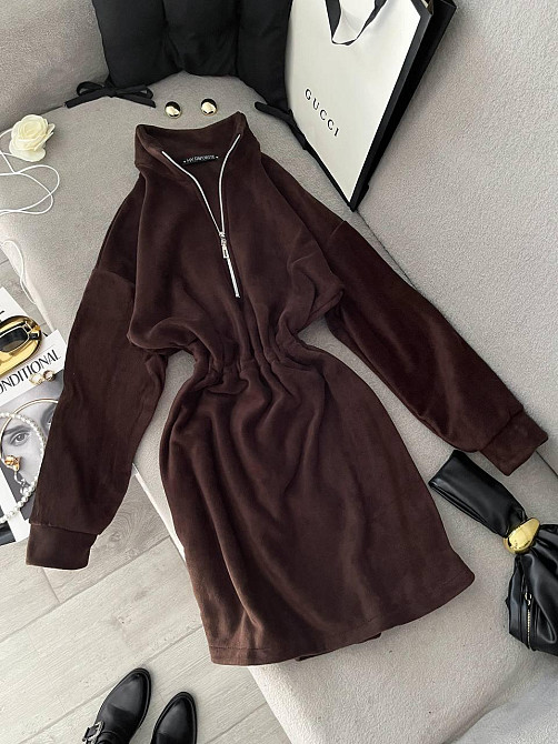 Женское теплое повседневное платье двусторонний Polar флис Шоколад Одесса - изображение 1