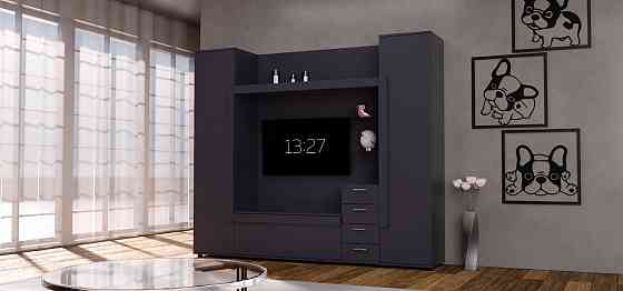 Стенка в гостиную под ТВ Exo-1, Антрацит, 2160х420х1850 Львов