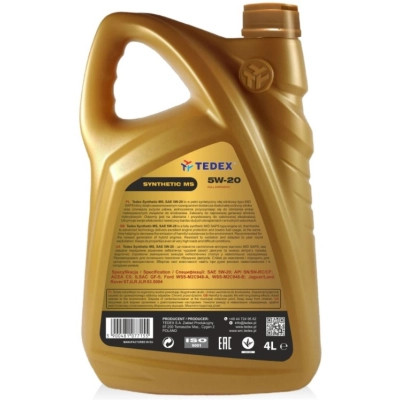 Моторное масло TEDEX SYNTHETIC (MS) MOTOR OIL 5W20 - 4л Винница - изображение 2