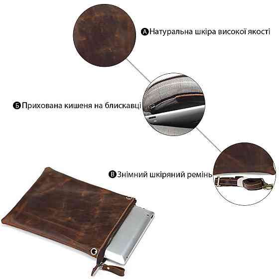 Шкіряна чоловіча сумка коричнева (Vintage) Київ