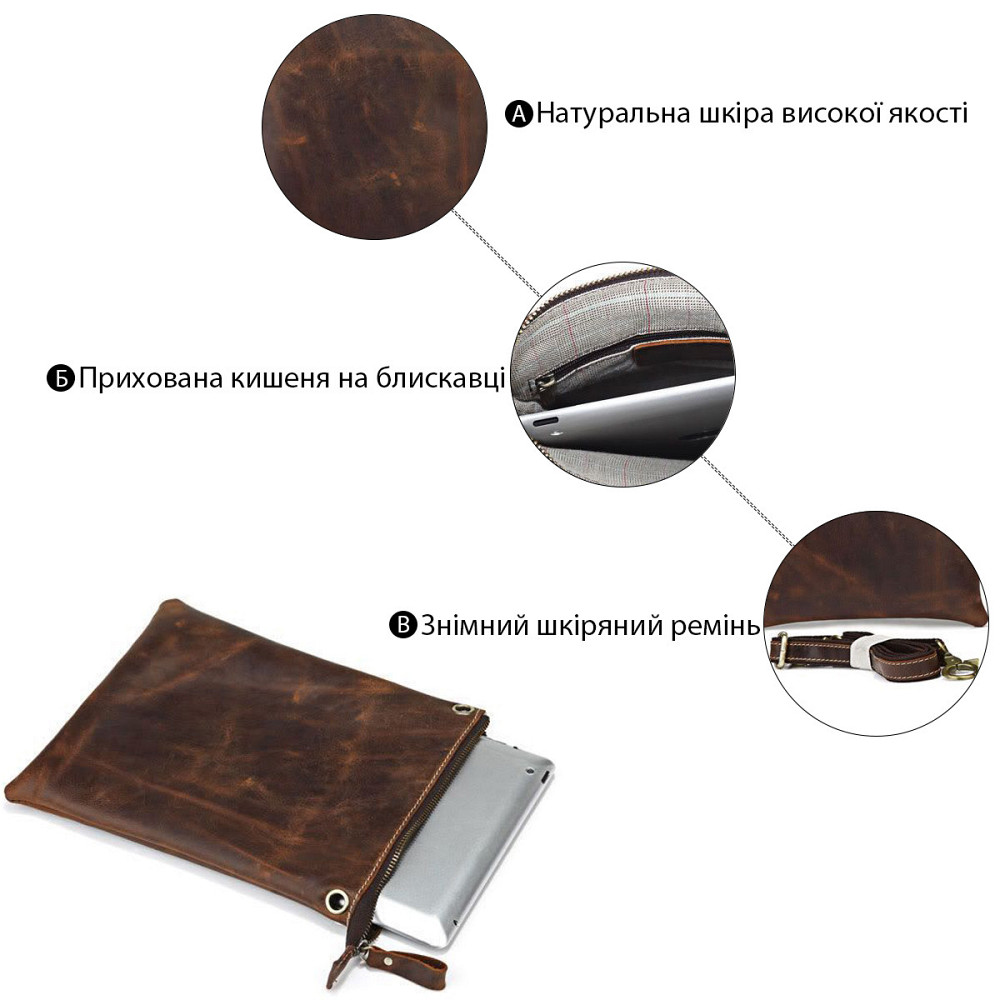 Шкіряна чоловіча сумка коричнева (Vintage) Київ - фото 1