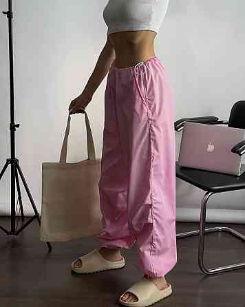 Жіночі повсякденні штани карго-парашути плащівка Рожевий Одеса