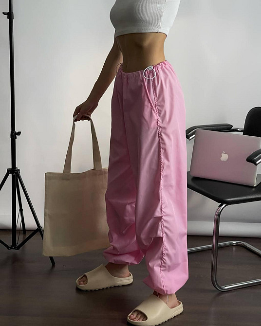 Жіночі повсякденні штани карго-парашути плащівка Рожевий Одеса - фото 2