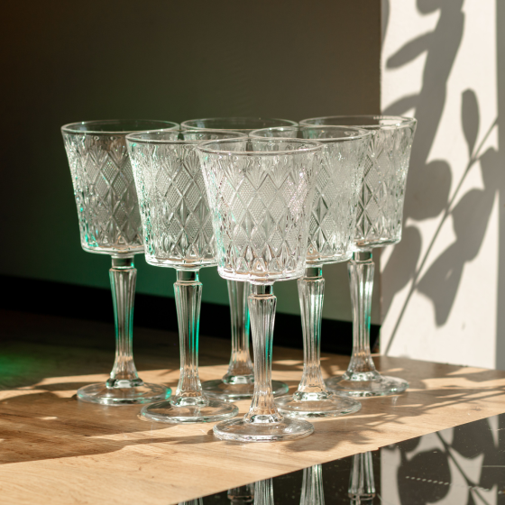 Набор бокалов для вина на высокой ножке 6 шт 295 мл стеклянные HP-19-127 Киев