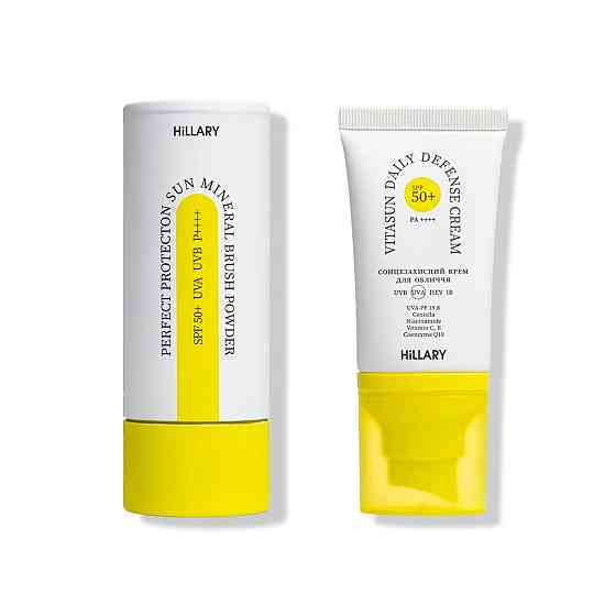 Сонцезахисна мінеральна пудра прозора з SPF 50 + Сонцезахисний крем для обличчя SPF 50+ Київ
