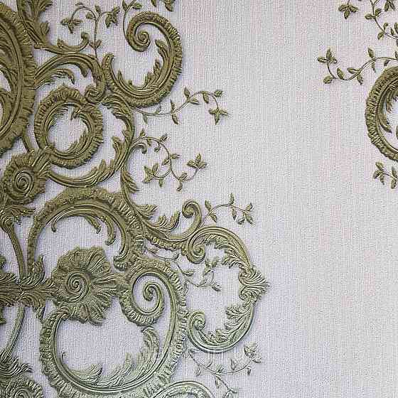 Шпалери метрові вінілові на флізелін дизайнерські Erismann Elle вензелі золотисті структурних на рожевому Київ